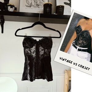 vintage victoria’s secret black mesh corset top